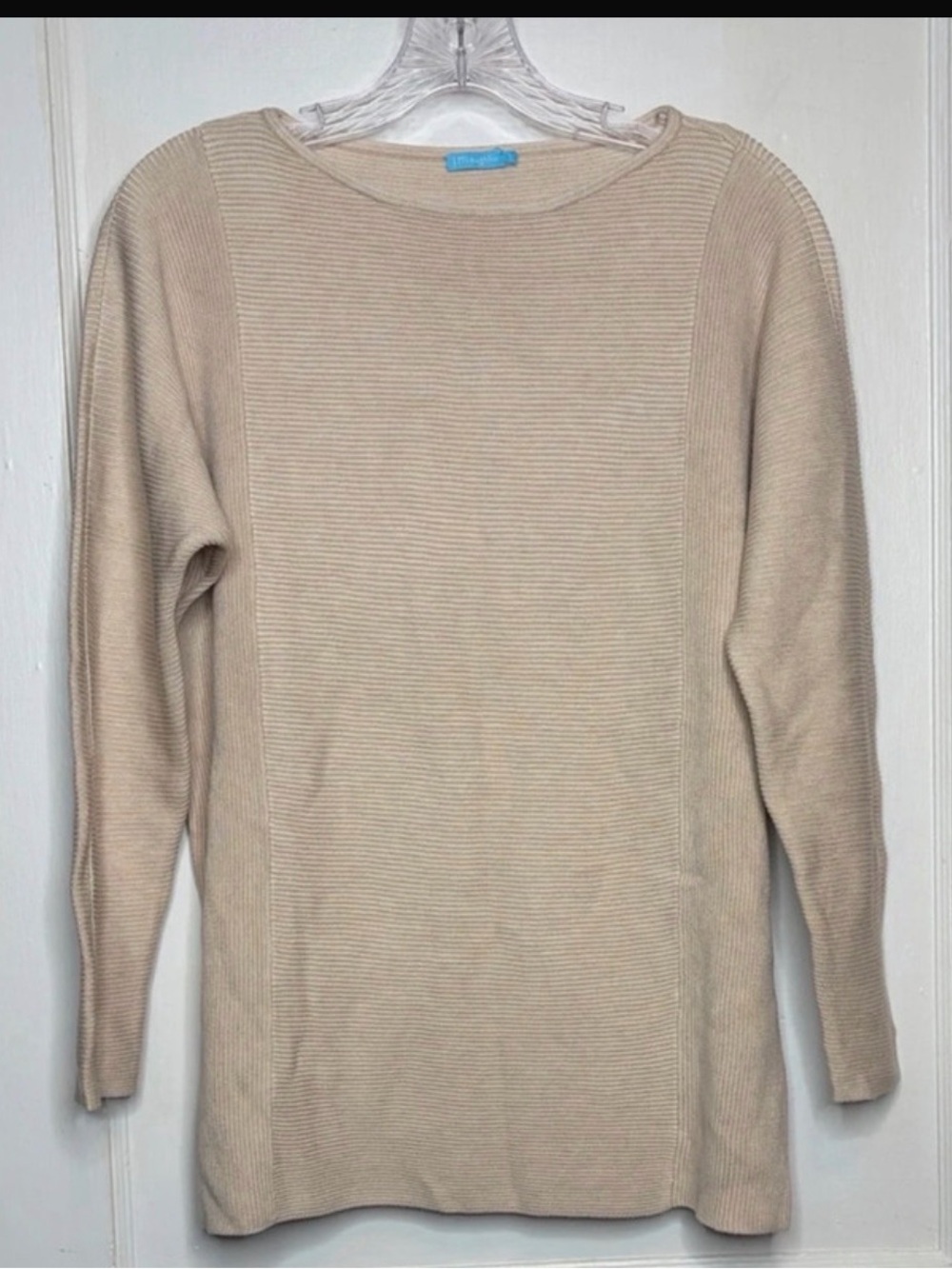 J McLaughlin Lynelle Sweater Cashmere Blend Ribbed Oatmeal Beige Neutral Sz S